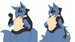 breasts dewwydarts dewwydartz female flat_chest flat_chested furry grin hands_on_ass hands_on_hips hourglass_figure lucario may_(dewwydartz) pear_shaped pear_shaped_female pokemon pokemon_(species) smug thick_thighs voluptuous voluptuous_female wide_hips