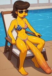 1futa 20th_century_fox 20th_century_studios ai_generated breasts civitai flag_bikini futa_only futanari jossyless_(ai) long_penis shauna_chalmers solo_futa sunglasses the_simpsons very_long_penis yellow_skin