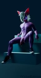 3d_(artwork) balls bodily_fluids clothed clothing crossed_arms digital_media_(artwork) flaccid genital_fluids genitals gesture hand_gesture hi_res humanoid leaking_precum male middle_finger partially_clothed penis posing_nude precum presenting presenting_penis sitting sitting_on_stairs solo stairs vladdo wickedlemon