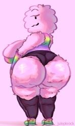 ass ass ass_focus back_view bfb bfdi bfdia big_ass big_breasts big_butt black_legwear black_shorts breast_overflow breasts cat_face chubby fat_ass fluffy gijinka huge_ass huge_breasts huge_butt humanization humanized julepkrock legwear object_shows overflow overflowing_breasts puffball puffball_(bfdi) rainbow_clothing smug smug_face smug_grin tpot untied_shoes