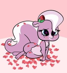 2019 female feral fur hair littlest_pet_shop mammal mephitid mitzi not-a-furfag pink_fur pussy skunk solo white_fur