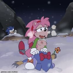 2boys amy_rose angel_island anthro blue_fur blue_hair breasts classic_amy_rose classic_sonic clothing cuckold exposed_torso facesitting female flower footwear gloves hair handwear hedgehog male mammal metal_sonic mostly_nude nipples panting pink_fur pink_hair robot sega senshion shoes snow sonic_(series) sonic_cd sonic_mania sonic_the_hedgehog sonic_the_hedgehog_(series) steam video_games