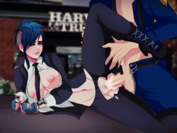 blue_hair clothed cum cum_in_pussy cum_inside formal formal_attire formal_clothes formal_wear girl_in_suit handcuffed handcuffs image law-zilla necktie payday payday_(series) payday_2 suit_and_tie sydney_(payday_2) tagme woman_in_suit