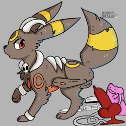 2019 ambiguous_gender animal_genitalia borky-draws dildo ditto eeveelution female feral fur fusion goo_creature houndoom hybrid nintendo original_character pokémon_(species) pokemon pokemon_(species) pussy sex_toy simple_background umbreon video_games