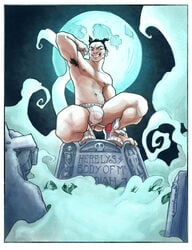 armpits artist_request fog full_moon gay gravestone graveyard headstone jockstrap male male_only muscles muscular outdoors sneakers yaoi