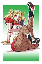 1girls ass axel-rosered big_ass blonde_hair boots breasts dc dc_extended_universe female female_only fishnet_legwear fishnet_stockings harley_quinn high_heels huge_ass large_ass pawg solo suicide_squad