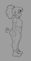 1girl 1girls alternate_version_available big_ass big_butt champchidi evil_container fat_ass fat_butt female freckles freckles_on_arms freckles_on_legs huge_ass huge_butt meme oc original_character reference_sheet saturday_(champchidi) shortstack tooth_gap wide_hips work_in_progress work_uniform