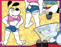 anthro anthro_only ass booty_shorts bulge canine car car_wash clothing dudley_puppy furry furry_only gay hotpants male male_only mammal nickelodeon nipples pecs solo supersonicwerehog t.u.f.f._puppy topless zackdadawg