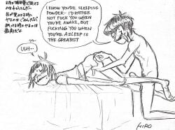 2d_(gorillaz) anal_insertion gay gay_anal gay_sex gorillaz h_r182doc male male/male male_focus male_only male_penetrated murdoc_niccals nonbinary sleep sleeping somnophilia