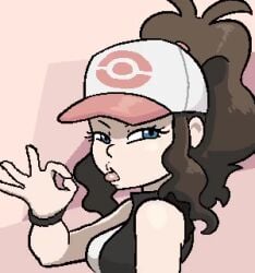 1girls 2026 2d animated bare_shoulders blowjob_gesture blue_eyes bracelet brown_hair eyelashes female hand_gesture hat hilda_(pokemon) human light-skinned_female light_skin long_hair mp4 no_sound pink_background pokemon pokemon_trainer shorter_than_10_seconds shorter_than_30_seconds solo tagme tied_hair tongue tongue_out twitter_link video waffafries