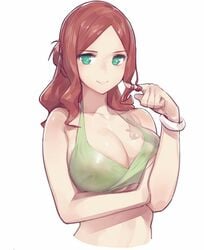 1girls big_breasts bikini bikini_top blue_eyes breasts darling_in_the_franxx female gorgeous_mushroom large_breasts nana_(darling_in_the_franxx) nipples pale_skin red_hair solo