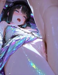 ahe_gao ai_generated animated bishoujo_mangekyou black_hair blush breasts candle cleavage cute detailed_face dorothy_(bishoujo_mangekyou) dress drooling eroge erotic female frills game_cg happusy hentai_game hentai_music_video highres hmv indoors masculine masterpiece nsfw purple_eyes pussy sensual sex short_hair skull small_breasts solo table tagme tongue_out uncensored vaginal_penetration video visual_novel