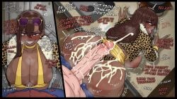 1boy 1girls after_sex beefdong borrowed_character breasts brown_hair female female_focus huge_breasts light-skinned_male light_skin long_hair male partial_male tsona_(nyantcha) unseen_male_face