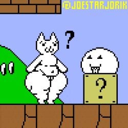 1girls :3 ? accurate_art_style animated anthro ass belly cat_ears cat_girl cat_mario catgirl chubby chubby_female felid felid_humanoid feline feline_humanoid female female_focus furry furry_female huge_ass huge_thighs joestarjorik looking_at_another loop looping_animation massive_ass pixel_art pussy syobon syobon_action thick_thighs thighs white_body