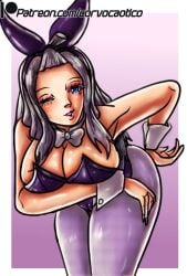 1girls bunny_ears bunny_girl bunnysuit corvo_caotico fairy_tail mirajane_strauss simple_background white-haired_female white_hair