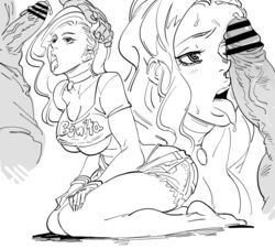 1girls bb_(baalbuddy) bimbo brazilian brazilian_female breasts capcom choker emotionless expressionless fellatio female hand_on_head heart-shaped_pupils hotpants latina laura_matsuda long_hair male monochrome oral penis penis_on_face saliva short_shorts shorts street_fighter street_fighter_v thong video_games