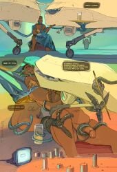 1_eye 2021 5_fingers 5_toes aircraft airplane animate_inanimate ass balls black_hair blush brown_balls brown_body brown_glans brown_penis brown_skin candle claws comic dark-skinned_male dark_body dark_skin dialogue digital_drawing_(artwork) digital_media_(artwork) dire_aircraft dire_machine dire_vehicle drone_(vehicle) eating english_text feet female feral fingers genitals glans grabbing_head group hair half-erect heart_symbol hi_res human humanoid_genitalia humanoid_penis imminent_sex interspecies larger_female living_aircraft living_machine living_vehicle machine male male/female mammal mechadendrites mechadendrites_around_penis not_furry nude nude_human nude_male open_mouth penis penis_grab ratbat sharp_teeth signature size_difference smaller_male soles speech_bubble teeth text toes touching_another trio vehicle watermark