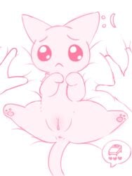 anus bed domestic_cat duo felid feline felis female feral frown fur furniture genitals hi_res human human_on_feral imminent_sex interspecies mammal nakimayo needy_streamer_overload on_bed paws pink_body pleading_eyes raised_arms sad_cat_(needy_streamer_overload) simple_background size_difference speech_bubble spread_legs spreading tail vulva white_background zoophilia