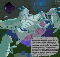 2026 4_legs 6_limbs alien ambiguous_gender animal_genitalia antennae_(anatomy) arthropod bedding blanket blue_body bodily_fluids brick brick_wall cloaca detailed_background digital_drawing_(artwork) digital_media_(artwork) egg egg_laying english_text feral fungus genitals glowing group group_sex hi_res mandibles multi_limb multicolored_body mushroom orgasm pillow pregnant pricklypastor_(artist) purple_eyes rubbing segmented_arms segmented_body segmented_legs sex signature tail tendrils text two_tone_body unusual_anatomy unusual_genitalia vythrope wall_(structure)