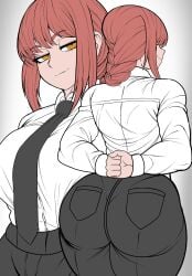 1girls alternate_version_available arms_behind_back artist_name ass ass_focus back back_pockets back_view big_ass big_breasts big_butt black_pants bottom_heavy braid braided_ponytail breasts bubble_ass bubble_butt busty chainsaw_man collared_shirt curvaceous curvy curvy_female curvy_figure fat_ass female female_focus female_only front_view gray_background grey_background half-closed_eyes hi_res high_resolution highres huge_ass huge_butt kwalker1009 large_ass large_breasts light-skinned_female light_skin long_hair looking_at_viewer looking_back makima_(chainsaw_man) mappa multiple_angles multiple_images multiple_views muscular muscular_arms muscular_back muscular_female necktie office_lady orange_eyes pants pockets rear_view red_hair seductive_gaze seductive_smile sidelocks simple_background sketch smile smiling solo solo_female solo_focus spiral_eyes tagme thick_ass thick_thighs thighs tie tie_between_breasts viewed_from_behind voluptuous voluptuous_female white_shirt yellow_eyes