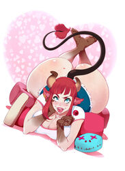 1girls ass calixa horns huge_ass illboxart red_hair skimpy tagme