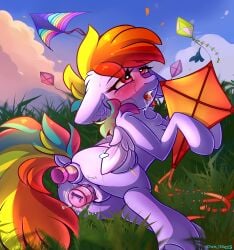 ahe_gao anal_insertion anus ass blush buttplug chest_fluff clitoris cloud commission dock double_insertion ear_fluff eyebrows eyebrows_visible_through_hair female feral field friendship_is_magic grass heart heart_eyes hybrid_vulva insertion kite lying_down mare mlp_g4 multiple_insertion my_little_pony nudity open_mouth outdoors pegasus plot pony rainbow_dash_(mlp) rainbutt_dash sex_toy sky solo solo_female sunset tail tongue_out underhoof vaginal_insertion vaginal_secretions vibrator vulva wingding_eyes yuris_(artist)