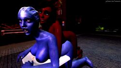 2futas 3d alien anal areolae asari ass blue_skin breasts comenova dark-skinned_futanari fucked_silly futa_on_futa futanari intersex large_ass large_breasts liara_t'soni mass_effect nude samantha_traynor wide_hips