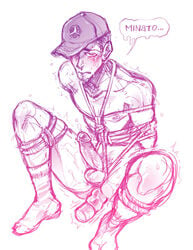 1boy blush bondage cum dildo dildo_in_ass dildo_sitting erection gay hat iori_junpei junpei_iori leg_spread looking_at_viewer male_only nipples p-ro penis persona precum sketch socks sweat testicles tied_up torture wet yaoi