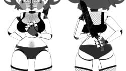 black_and_white circus_baby circus_baby_(fnaf) female fishnets five_nights_at_freddy's five_nights_at_freddy's:_sister_location knife solo summer_of_87_baby weapon