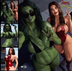 2girls 3d avengers big_ass big_breasts big_thighs breasts curvaceous curvy curvy_figure digital_media_(artwork) female green-skinned_female green_body green_skin hent hips hourglass_figure huge_ass huge_breasts huge_thighs hulk_(series) jennifer_walters large_ass large_breasts large_thighs legs light-skinned_female light_skin marvel marvel_comics mature mature_female scarlet_witch she-hulk slim_waist sorceress thick thick_hips thick_legs thick_thighs thighs voluptuous waist wanda_maximoff wide_hips wide_thighs witch x-men