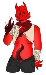 2d_(artwork) 2d_artwork ambiguous_gender breasts cocky cocky_smile demon eye_contact eye_contact_pov first_art_piece fox0war horns nonbinary pants_open penis roblox roblox_avatar robloxian self_upload shirt_pulled_up smug tagme tentacle_dick wet_cock