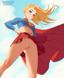 2d dc dc_comics female female_focus female_only going_commando kyralreed no_panties supergirl superman_(series) tagme upskirt