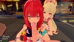 10_seconds 1boy 2girls 3d 3d_animation alice_thymefield alice_thymefield_(sea_of_thyme) animated assisted_fellatio blonde_hair blowjob blunt_bangs ebunnyva eye_contact fellatio female ffm_threesome green_eyes hoyoverse kiryx light-skinned_female light-skinned_male light_skin looking_at_viewer male male_pov mihoyo moaning nsfw_sonia_va official_alternate_costume penis pov pov_blowjob red_hair shorter_than_10_seconds smile sound tagme threesome ukinami_yuzuha ukinami_yuzuha_(tanuki_in_broad_daylight) video voice_acted zenless_zone_zero