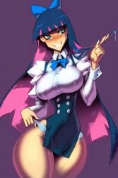 1girls ai_generated bare_arms bare_legs bare_shoulders bare_thighs big_breasts color female gigiti hi_res large_breasts light-skinned_female light_skin long_hair looking_at_viewer panty_&_stocking_with_garterbelt purple_hair stocking_anarchy thick_thighs