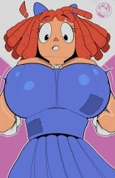 1girls big_breasts breasts busty_female clothing doll dress female female_only head_bow huge_breasts neozoa nipple_bulge nz_naughty ragatha_(the_amazing_digital_circus) red_hair solo the_amazing_digital_circus