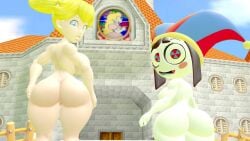 2girls 3d 3d_(artwork) ass ass ass_focus big_ass big_breasts big_butt breasts catmario157 completely_nude completely_nude_female female_only looking_at_viewer mario_(series) naked naked_female pomni_(the_amazing_digital_circus) princess_peach sfm source_filmmaker the_amazing_digital_circus