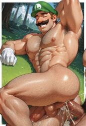 2boys abs ai_generated anal anal_sex arm_behind_head arm_hair armpit armpit_hair balls ballsack bara biceps big_muscles big_penis bodily_fluids body_hair brown_hair chest chest_hair closed_eyes cum cum_in_anus cumshot daddy dilf duo ejaculation faceless_male facial_hair gay gay_sex grass green_hat hairy_male hat huge_cock javier874 large_muscles large_penis light-skinned_male light_skin luigi lying_on_side male male/male male_nipples mario_(series) mature mature_male moustache muscles muscular muscular_male nintendo nipples nude nude_male outdoors pecs penis penis_in_anus pubic_hair sex smiling spooning_position sweat sweating teeth testicles thick_penis trees unseen_male_face vein veiny_penis white_gloves woods yaoi