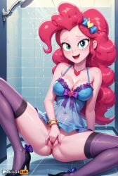 1girls :d ai_generated artist_name blue_eyes blush bow bracelet breasts cleavage covered_navel covered_nipples equestria_girls female_masturbation fingering friendship_is_magic hair_ornament hairbow heart hi_res high_heels jewelry large_breasts long_hair looking_at_viewer masturbation my_little_pony necklace no_panties open_mouth personification pink_hair pinkie_pie_(eg) pinkie_pie_(mlp) pussy pussy_juice red_hair rule34lab smile solo spread_legs thighhighs