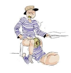 1boy1femboy bad_teeth battleship big_ass blonde_hair blowjob boy british british_empire british_male female femboy feminine_male girl girly_boy guts_&_blackpowder guts_and_blackpowder half-dressed half_naked hms_prince_of_wales horny horny_femboy male nonconsensual poor_dental_hygine poor_quality poorly_drawn royal_navy ship ship_deck thick_ass thick_thighs thighs
