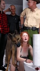 1dog 1girls 3boys 3d age_difference being_watched bent_over bent_over_toilet bestiality bondage breasts breasts_out canine closed_eyes doggy_style dress dress_up eyes_closed female feral_on_female handcuffs henry_collins_(troxvi) human light-skinned_female light-skinned_male light_skin male nipples old_male older_male open_mouth orange_hair original_character oswald_collins_(troxvi) police police_hat police_officer police_uniform public public_bathroom public_nudity public_restroom public_sex questionable_consent rape red_hair redhead rori_collins_(troxvi) self_upload sex sheriff sheriff_coleman_(troxvi) small_breasts teenage_girl teenager toilet troxvi vaginal_penetration vaginal_sex watching younger_female zoophilia