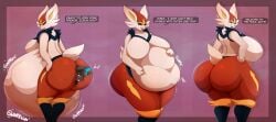 absurd_res after_vore anal anal_vore anthro asaneman ass ass_expansion big_ass big_breasts bodily_noises breast_expansion breasts canid canine cinderace death dialogue digestion digital_media_(artwork) english_text expansion female fox generation_5_pokemon generation_8_pokemon glorp growth hi_res huge_ass lagomorph leporid nintendo onomatopoeia pokemon pokemon_(species) rabbit rear_view rumbling_stomach simple_background solo sound_effects speech_bubble tail talking_to_another talking_to_prey text thick_thighs vore weight_gain whew wide_hips zorua