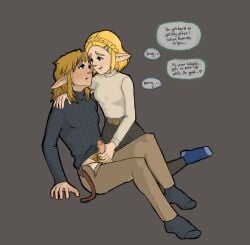 1boy 1boy1girl 1girls arm_around_neck arm_around_partner blonde_hair blue_eyes blush braided_hair breath_of_the_wild cantstopdiggi color dialogue ear_piercing earrings elf_ears english_text erection female femdom fully_clothed gentle_femdom green_eyes grey_background hairclip hand_on_another's_shoulder handjob lighting link link_(breath_of_the_wild) link_(tears_of_the_kingdom) long_hair looking_at_another looking_pleasured male male_pubic_hair malesub moaning open_clothes open_pants penis penis_grab pointy_ears precum precum_on_penis princess_zelda pubic_hair romantic smile straight sweater tears_of_the_kingdom the_legend_of_zelda turtleneck turtleneck_sweater unbuckled_belt visible_breath wholesome zelda_(breath_of_the_wild) zelda_(tears_of_the_kingdom)