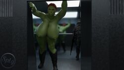 1girls 3d alternate_version_at_source angry big_breasts black_widow_(marvel) breasts female female_focus green_eyes green_skin growth huge_breasts hulked_out marvel marvel_cinematic_universe massive_breasts muscular muscular_female nipples nude red_hair scarlett_johansson solo_focus thespig transformation