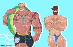 arms_crossed beard big_pecs blonde_hair blonde_hair_male blonde_male bulge daddy dilf egg_concept fantastic_four gay male male_only marvel marvel_rivals mr_fantastic mr_fantastic_(marvel_rivals) muscular muscular_male necklace reed_richards reed_richards_(marvel_rivals) tattoo thor_(marvel) thor_(marvel_rivals)