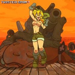 1girls 2d 2d_animation animated areolae blonde_hair bouncing_breasts breasts erect_nipples eri_kasamoto female female_only human jump_cycle jumping large_breasts metal_slug nipples no_shirt patreon snk topless topless_female twistedgrim wide_hips yellow_eyes