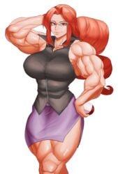 1girls arm_behind_head armpits bare_shoulders biceps big_hair big_muscles bighamma breasts clothed elite_four extreme_muscles eyelashes female female_only glasses hand_behind_head hand_on_hips holding huge_breasts human human_only long_hair looking_at_viewer lorelei_(pokemon) lorelei_(pokemon_frlg) muscles muscular muscular_female nintendo poke_ball pokemon pokemon_rgby ponytail pose red_eyes red_hair shirt skirt smile solo standing thick_thighs veins wide_hips