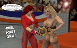 2girls 3d 3d_(artwork) 3d_model 3d_render abs areola areola_slip areolae blonde_female blonde_hair blonde_hair blonde_hair_female blue_eyes blue_eyes_female boobs_out breasts breasts breasts breasts_out camera camera_flash champion championship_belt character_name clothed clothed_female clothed_female_nude_female clothing crop_top cropped_shirt crowd crowd_watching erect_nipples female_abs female_human female_only fingerless_gloves fit fit_female garter garter_straps holding holding_object long_hair long_hair_female merlinking mma_gloves muscle_girl muscle_tone musclegut muscles muscular muscular_arms muscular_female muscular_legs muscular_thighs nipples nude nude_female nude_female_clothed_female original original_characters paulposer pink_fingerless_gloves pink_gloves red_crop_top red_fingernail_polish red_hair red_hair_female red_lips red_lipstick red_nail_polish red_nails rskowalski shiny shiny_body shiny_boobies shiny_boobs shiny_breasts shiny_hair shiny_skin shiny_thighhighs shiny_thighs shiny_tits shiny_titties speech speech_bubble speech_bubbles story_at_source thick thick_body thick_boobies thick_boobs thick_breasts thick_hips thick_legs thick_lips thick_thighs thick_tits thigh_gap thigh_highs thighhighs thighs tight_clothes tight_clothing tight_fit tight_pants tights title title_belt tits_out titties topless topless_female velvet_hair wrestler wrestling wrestling_belt wrestling_femdom wrestlingryona