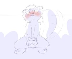 anthro balls blush bo_(unboxyguy) bound covering covering_self line_art male male_only mammal original original_character rodent sciurid simple_background solo unboxyguy