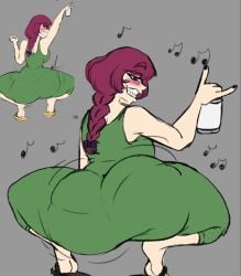 1girls ass ass_in_dress big_ass bocchi_the_rock! bottom_heavy bouncing_ass breasts can clothing crouching dat_ass dress drunk fat_ass female female_only glasses hiroi_kikuri huge_ass large_ass legs_apart looking_at_viewer looking_back massive_ass png red_hair redacted_deadline redraw shoes smile solo spread_legs spreading squatting thick_ass thick_thighs twerking wide_hips wobbling_ass