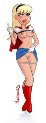 2d athletic athletic_female blonde_hair blue_eyes busty dc dc_comics dcau exposed female female_focus female_only flashing hackman hourglass_figure long_hair makeup supergirl superman_(series) tagme wide_hips
